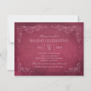 Elegant Burgundy Wine Holiday Celebration Vintage Invitation