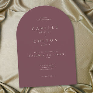 Elegant Burgundy Wine Minimalist Arch Wedding Invitation