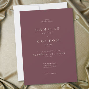 Elegant Burgundy Wine Minimalist Wedding Invitation