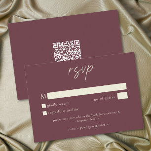 Elegant Burgundy Wine Minimalist Wedding RSVP Card