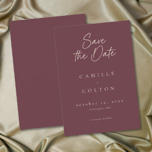 Elegant Burgundy Wine Minimalist Wedding Save The Date