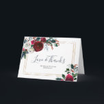 Elegant  Burgundy Winter Roses Greenery Thank You Card<br><div class="desc">Elegant  Burgundy Winter Roses Greenery Thank You Card. 
For further customisation,  please click the "customise further" link and use our design tool to modify this template. 
If you need help or matching items,  please contact me.</div>