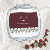 Elegant Burgundy Winter Wedding Planner Mirror