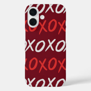 Elegant Burgundy XOXO Hugs and Kisses iPhone 16 Case