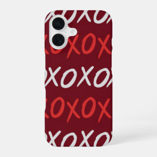 Elegant Burgundy XOXO Hugs and Kisses iPhone 16 Case