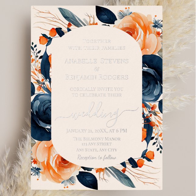 Elegant Burnt Orange and Navy Blue Floral Wedding (Creator Uploaded)