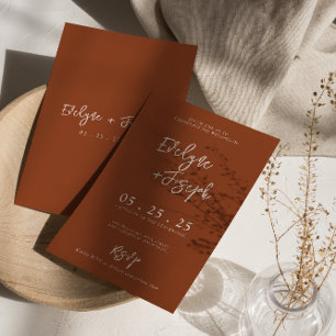 Elegant Burnt Orange Boho Rsvp Wedding   Invitation