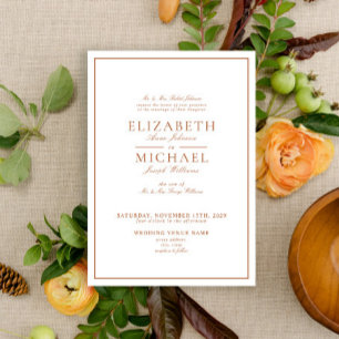 Elegant Burnt Orange Classic Script Wedding Invitation