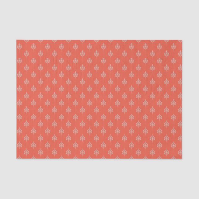 Elegant Burnt Orange Damask Pattern Tissue Paper (Front)