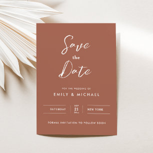 Elegant Burnt Orange Fall Wedding Save the Date Invitation