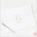 Elegant Burnt Orange Floral Crest Monogram Wedding Classic Round Sticker<br><div class="desc">Introducing our Elegant Burnt Orange Floral Crest Wreath Monogram Wedding Classic Round Sticker - the perfect way to add a touch of elegance and sophistication to your wedding invitations. This stunning sticker features a watercolor floral wreath encircling a modern monogram, personalised in elegant typography. It's trimmed in a delicate frame...</div>