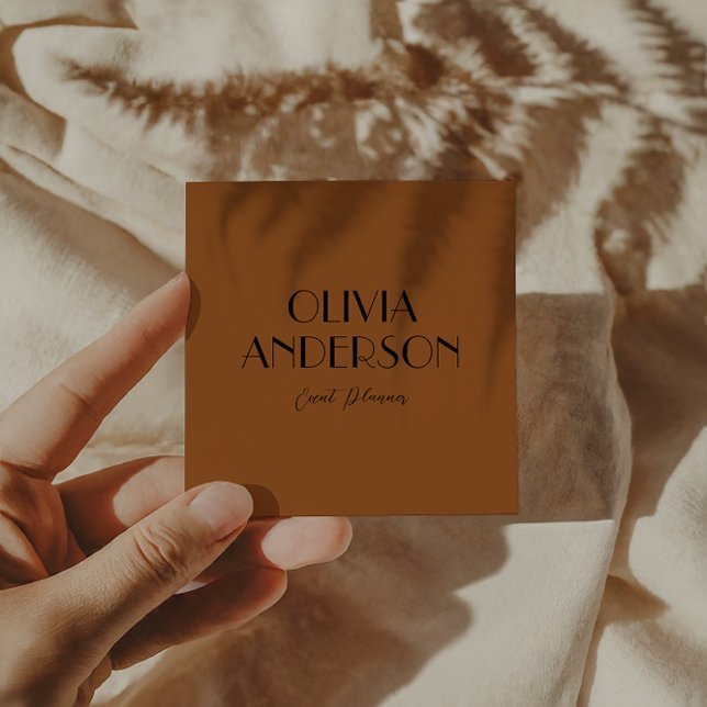 Elegant Burnt Orange Neutral Boho Modern Unique Square Business Card (Creator Uploaded)