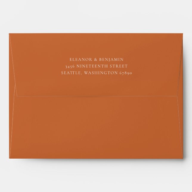 Elegant Burnt Orange Rust Matching Return Address Envelope (Back (Top Flap))