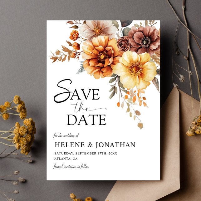 Elegant Burnt Orange Rust Terracotta Fall Wedding Save The Date (Elegant Burnt Orange Rust Terracotta Fall Wedding Save The Date)