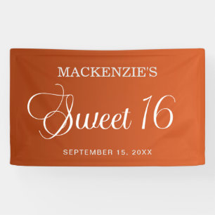 Elegant Burnt Orange Sweet 16 Birthday Banner