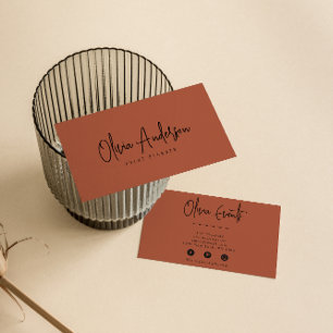 Elegant Burnt Orange Terracotta Boho Chic Modern Business Card