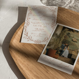 Elegant Burnt Orange Terracotta Boho Chic Wedding Invitation