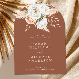 Elegant Burnt Orange Terracotta Floral Wedding Invitation