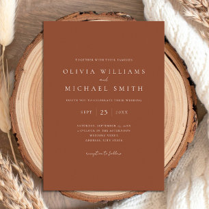 Elegant Burnt Orange Terracotta Minimalist Wedding Invitation