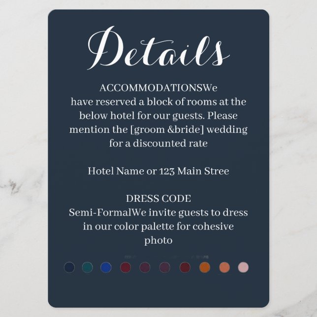 Elegant Burnt Orange Wedding Details Accommodation Programme (Front)