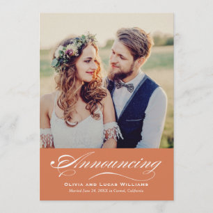Elegant Burnt Orange Wedding Photo Reception Invitation