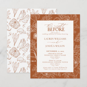 Elegant Burnt Orange Wedding Rehearsal Dinner Invitation