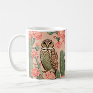 Elegant Burrowing Owl And Cactuses  Coffee Mug