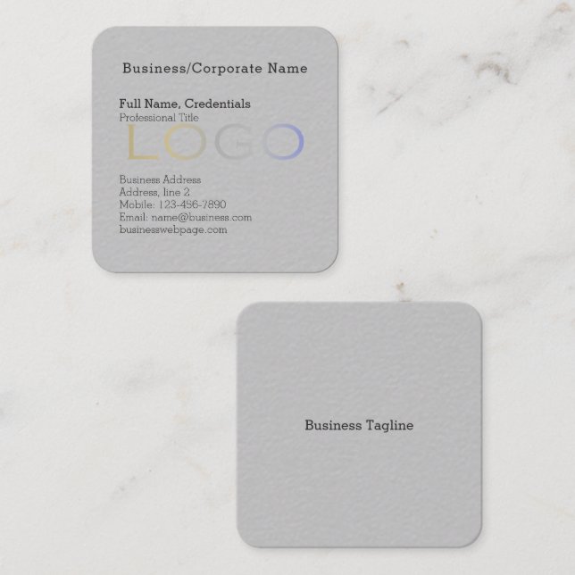 Elegant Business Background Logo Professional Square Business Card (Front/Back)