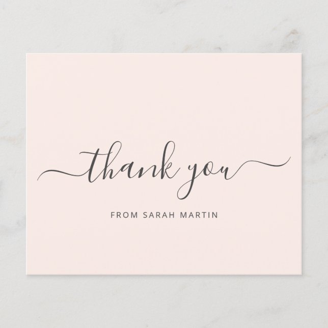 Elegant Business Blush Pink Budget Thank You Card (Front)