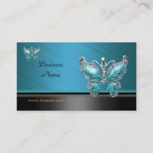 Elegant Business Card Butterfly Teal Blue