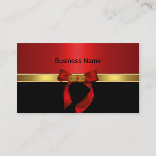 Elegant Business Card Gold Red Gold Jewel Bow