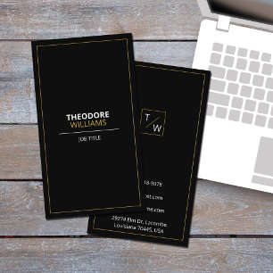 Elegant Business Card in Black, White and Gold