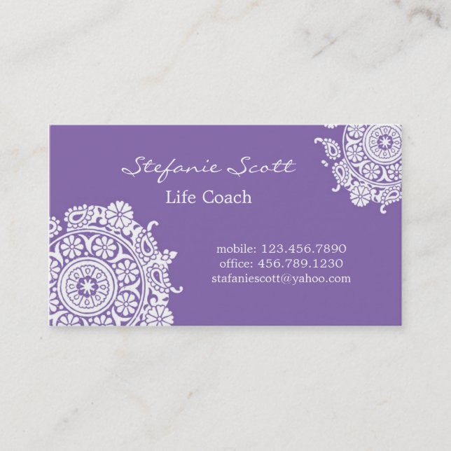Elegant Business Card in Purple and White (Front)
