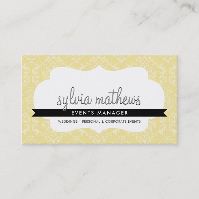 ELEGANT BUSINESS CARD :: stylish damask frame 2 (Front)