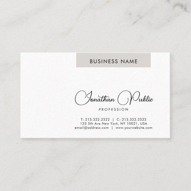 Elegant Business Cards Typed Name Simple (Front)