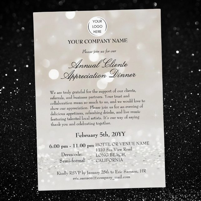 Elegant business Cliente appreciation Dinner Invitation (Creator Uploaded)