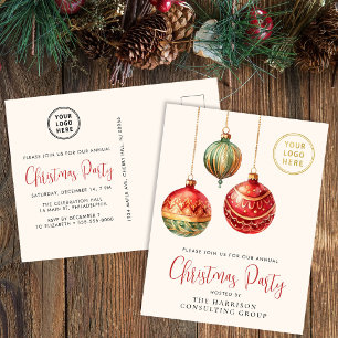 Elegant Business Corporate Christmas Holiday Party Invitation Postcard