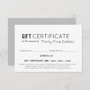 Elegant Business Customer Custom Gift Certificate