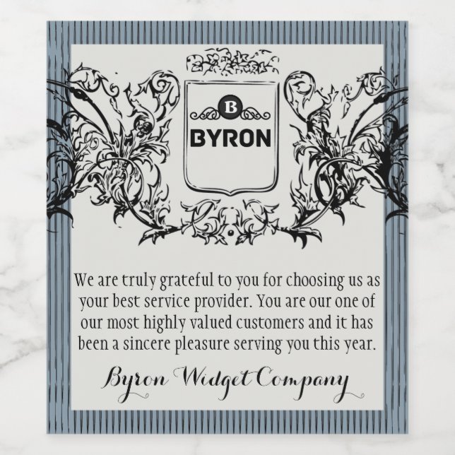 Elegant Business Customer Thank You Wine Label (Single Label)