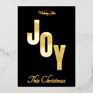 Elegant Business Gold Foil Black JOY Christmas Foil Holiday Card