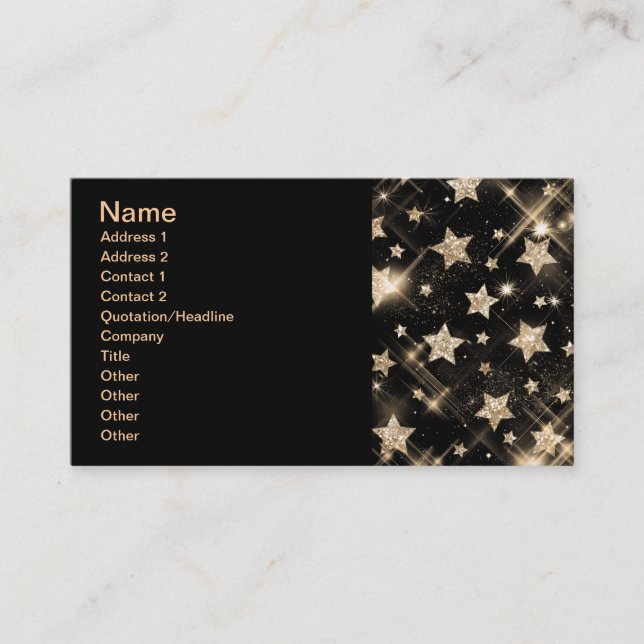 Elegant Business Gold Glitter Stars Business Card (Front)