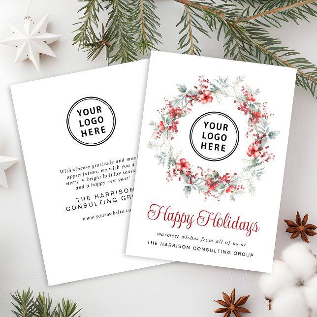Elegant Business Logo Corporate Christmas Holiday Card (Spread the joy of the season and strengthen business relationships with our elegant holiday card)