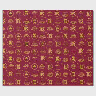  Elegant Business Logo Holiday Burgundy and Gold  Wrapping Paper