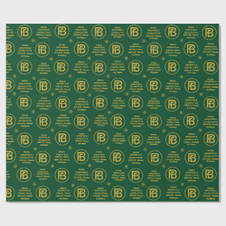  Elegant Business Logo Holiday Green and Gold  Wrapping Paper