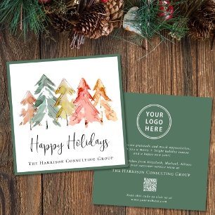 Elegant Business Logo QR Code Christmas Holiday Card