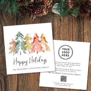 Elegant Business Logo QR Code Christmas Holiday Card