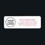 Elegant Business Logo Return Address<br><div class="desc">Easily personalize this Elegant Business Logo Return Address label. A simple and elegant business design in eyecatching red colors fully customizable,  serif basic and modern fonts and a professional and clear look. Background color and fonts are totally customizable. No minimum order.</div>