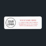 Elegant Business Logo Return Address<br><div class="desc">Easily personalize this Elegant Business Logo Return Address label. A simple and elegant business design in eyecatching red colors fully customizable,  serif basic and modern fonts and a professional and clear look. Background color and fonts are totally customizable. No minimum order.</div>