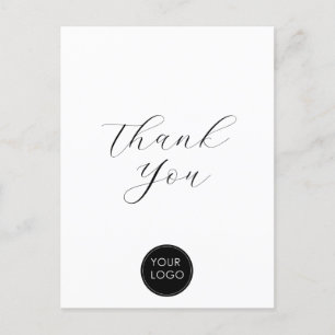Elegant Business Logo Script Thank You White Postcard
