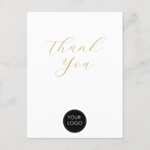 Elegant Business Logo Script Thank You White Postcard